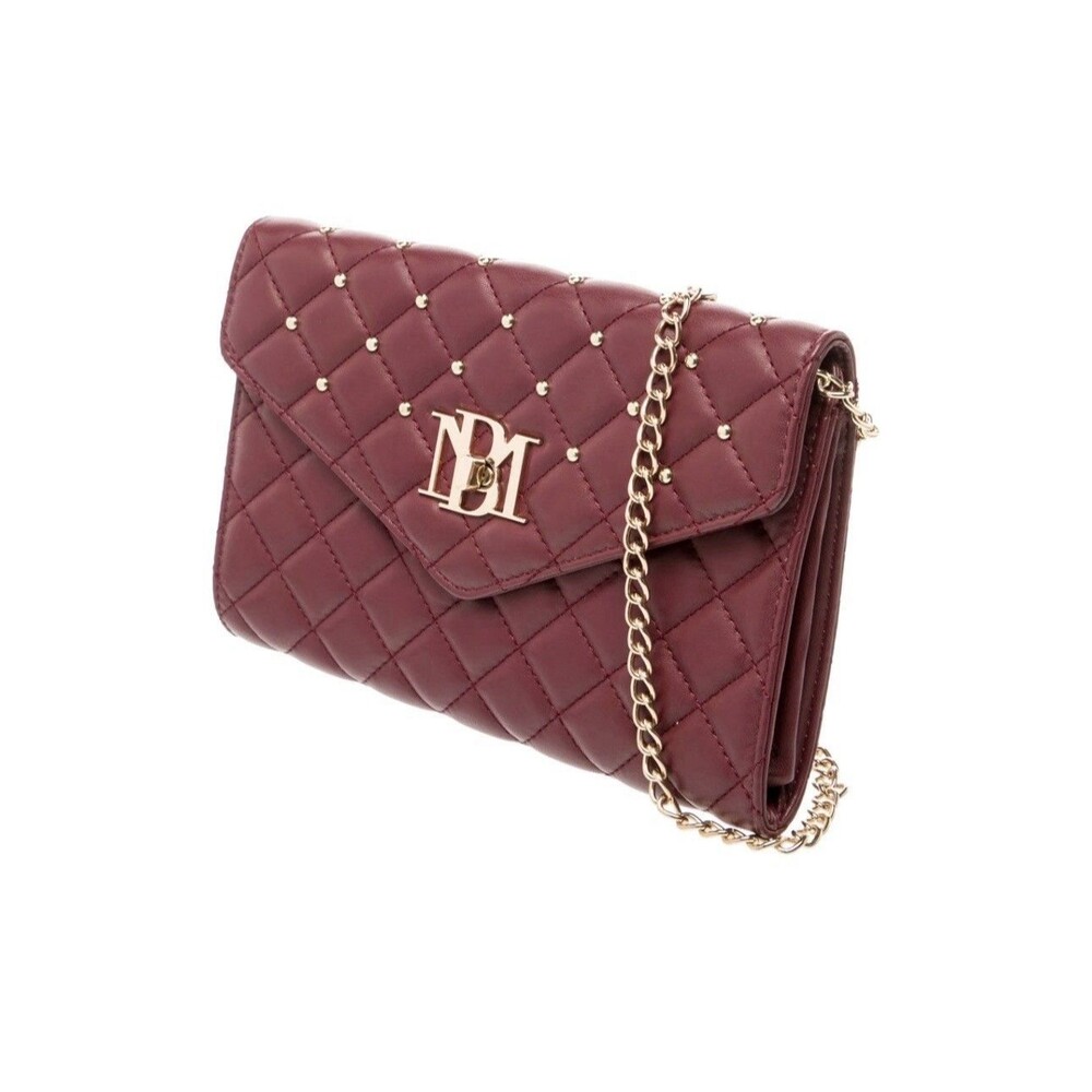Badgley Mischka Wine Vegan Leather Studded Pocket Messenger Bag Purse NWT $129
